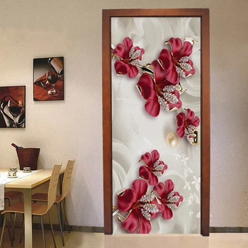 Фотообои 3D Стерео Красные Цветы Стикер На стену В Европейском Стиле Гостиная Спальня Роскошные ПВХ Обои Наклейки для домашнего декора