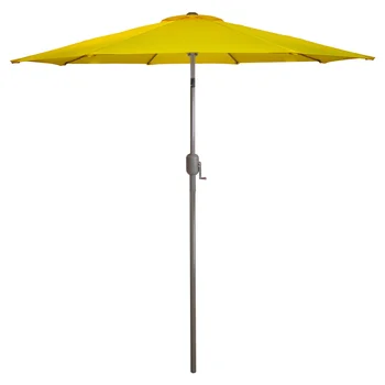 9-футовый открытый зонт для патио с рукояткой и наклоном, желтый, 108,00 X 108,00 x 96,00 дюймов