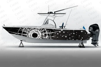 Дизайн абстрактная нерегулярная графическая векторная Наклейка на лодку Упаковка Рыбацкая лодка Водонепроницаемая Изготовленная на Заказ Морская Наклейка на лодку виниловая обертка для лодки