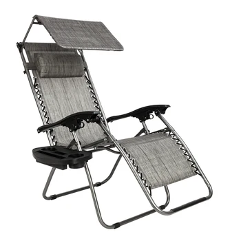 Походный стул с Регулируемой длинной Спинкой, Складное кресло для отдыха, Садовый Тент для пикника, Пляжной рыбалки, тень, Садовый стул Серый