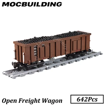 Открытые модели грузовых вагонов Железнодорожные Аксессуары MOC Строительные блоки Кирпичи Подарок для детей