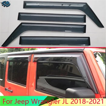 Для Jeep Wrangler JL 2018-2021 Автомобильные аксессуары Пластиковый внешний козырек Вентиляционные шторы Окно Защита От Солнца и Дождя Дефлектор 4 шт.