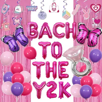Украшения Для Девичника Bach To The Y2k для девочек-подростков Розовые, Фиолетовые, для вечеринки Y2k, Подвесные Завитки Bach To The Y2k, Воздушные шары
