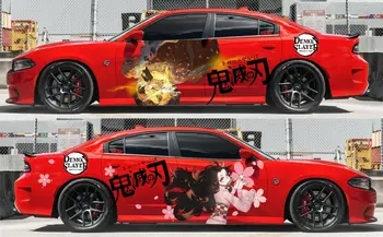 Аниме Demon Slayer: Kimetsu no Yaiba Виниловая наклейка на дверь автомобиля, подходящая для любого автомобиля