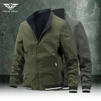 Мужская весенне-осенняя легкая куртка, военное износостойкое водонепроницаемое пальто, деловая двусторонняя куртка-бомбер, повседневные топы с воротником