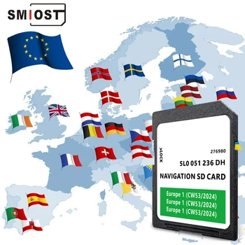 Карта памяти 32 ГБ для Skoda 2024 SMIOST Navi Card Европа Великобритания GEN2 Совместима с MIB2 Amundsen Discover Media Бесплатная доставка