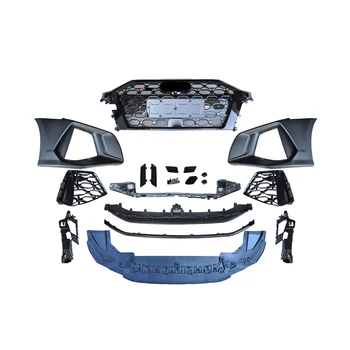 Для Audi A3 2021 передний бампер в сборе обновление до тюнинговых деталей RS3 из полипропиленового материала, комплекты для кузова автомобиля с черной решеткой радиатора