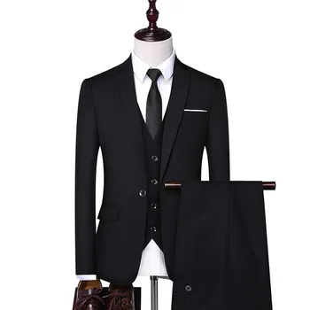 Весенне-осенний повседневный костюм, мужской приталенный деловой костюм в корейском стиле, Мужское официальное пальто, костюм с длинными рукавами в обычном стиле
