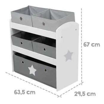 Очаровательные серые звезды, 5 идеальных детских коробок из прочной ткани, шкаф-органайзер для игрушек с несколькими ящиками - идеальное место для хранения и организации полок