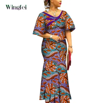 Африканская одежда для женщин, африканская юбка и топ с принтом Анкары, комплект из 2 предметов, вечерние платья в стиле Дашики, африканский Бубу WY4561