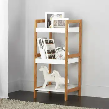 Коллекция Bamboo 3-х уровневый Книжный шкаф, Белый/Коричневый Домашний Декор, Подставка для дисплея, Книжная полка