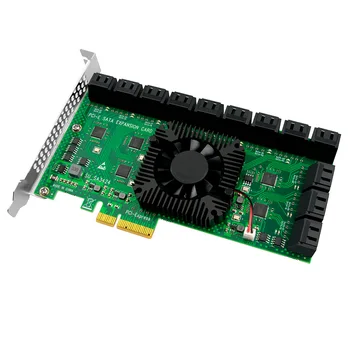 Chia Mining Riser PCIE SATA Карта 24 Порта с кабелем 6 Гбит/с Контроллер SATA 3,0 Поддержка карты расширения PCI Express Устройство SATA 3,0