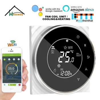 HESSWAY 2P охлаждающий нагревательный WIFI комнатный термостат, переключатель контроля температуры для кондиционера, работает с alexa Google home