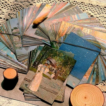50 Листов Масляной Живописи Пейзаж Материал Бумага для создания коллажей Художественные Поделки Скрапбукинг DIY