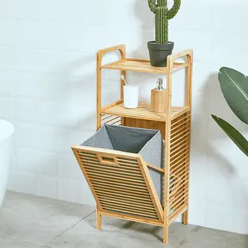 Бамбуковая многофункциональная корзина для ванной комнаты для хранения грязной одежды, стеллаж для хранения корзины для белья, вешалка для ванной комнаты, стойка для белья