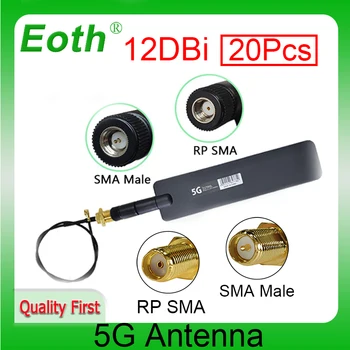 eoth 20 штук 5G Антенна 12dBi wifi Antena NB-ЛОТ с высоким коэффициентом усиления 600 МГц-6000 МГц SMA Женский Мужской 21 см ipex 1 Усилитель с косичкой