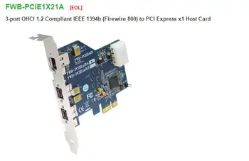 FWB-PCIE1X21A 3-портовая хост-карта, совместимая с IEEE 1394b (Firewire 800) по стандарту OHCI 1.2 для PCI Express x1