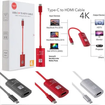 USB 3.1 Type C, совместимый с HDMI, Женский Кабель-адаптер 4K HDTV USB-C-HDMI-порт для MacBook Samsung ChromeBook Huawei