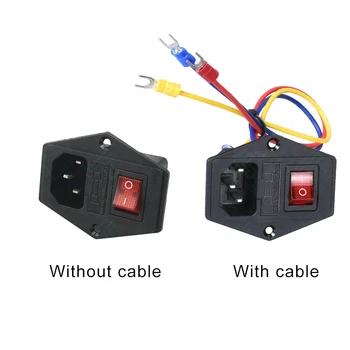IEC320 C14 Электрическая розетка переменного тока 3-контактный красный светодиод 220 В Кулисный переключатель 15A предохранитель женский мужской входной штекерный разъем 2-контактный разъем крепления