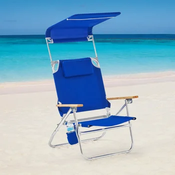 Удобный рюкзак с откидывающейся спинкой, Пляжный стул с навесом, синий, 8,6 фунтов, 32,48x25,59x31,89 Дюйма
