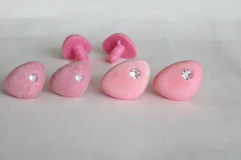 10шт 30 мм 35 мм розовый с бриллиантовым стекающимся треугольным игрушечным носом и мягкой шайбой для кукольных поделок своими руками-вариант размера