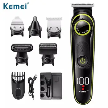Kemei KM-696 Высококачественная многофункциональная электрическая машинка для стрижки волос 5 в 1 с зарядкой через USB для мужчин