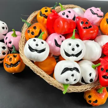 Имитация улыбающейся тыквы на Хэллоуин из пеноматериала, красочная тыква на Хэллоуин, детский декор из тыквы 