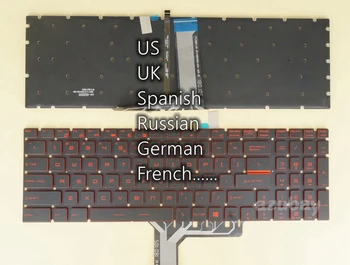 Клавиатура США Великобритании Испанская Русская Немецкая Французская Для MSI GP65 GP75 MS-16U7 С Красной Подсветкой