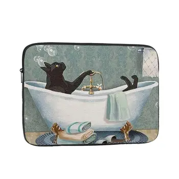 Черное Кошачье мыло В ванной 12, 13, 15, 17-Дюймовый чехол для ноутбука, сумка для ноутбука, чехол для любителей кошек, Противоударный чехол для домашних животных, сумка