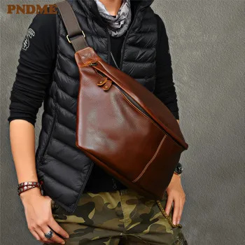 Мужская нагрудная сумка в стиле ретро из натуральной воловьей кожи первого слоя сверхбольшой емкости, простая, повседневная, спортивная сумка на плечо по диагонали из натуральной кожи