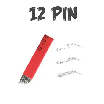 100 штук 12 Гибких Пластинок Tebori 12 pin Microblading Иглы Для Перманентного Макияжа Бровей Tatoo Blade Для Ручной Машины для татуировки