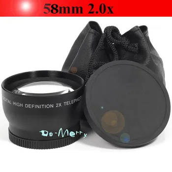 58 мм 2,0x2x телеобъектив-конвертер lente для Canon Rebel T4i T4 T3i T3 T2i T2 5D 2 LF38