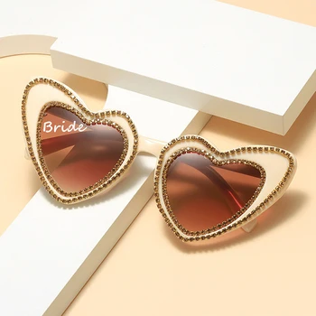 Персонализированные солнцезащитные очки для медового месяца в форме сердца, Изготовленные на заказ Свадебные украшения для Девичника Невесты, подарок для Свадебного душа