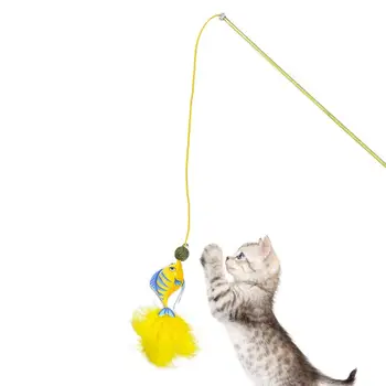 Забавная Интерактивная игрушка-Дразнилка для кошек, Игрушка-палочка из перьев, Игрушка для Дрессировки кошек, Игрушка для рыбалки, Игрушка для домашних животных, аксессуары для упражнений