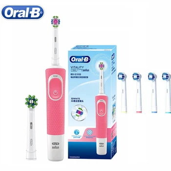 Oral B D100 Vitality Вращающаяся Электрическая Зубная щетка Super Clean Таймер Водонепроницаемая Подзарядка Для взрослых Зубная щетка Для дополнительной замены головки Щетки
