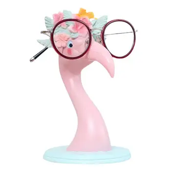 Держатель для очков из смолы в форме Фламинго Яркая натуральная смола Ручная резьба по Животному Держатель для очков Элегантный Розовый Фламинго Солнцезащитные очки