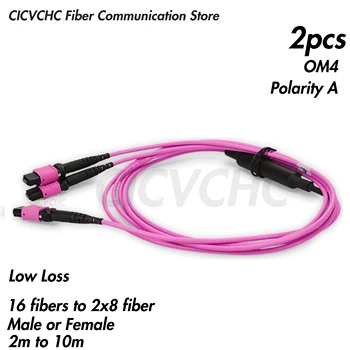 2шт Y-образный кабель от 16 волокон до 2x8 волокон MPO/UPC-MPO/UPC, OM4, мужской или женский, Вариант A, MPO в сборе