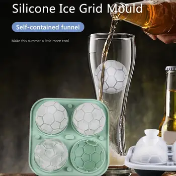 3D Форма Футбольного Мяча Форма Для Кубиков Льда Мягкий Силиконовый Винный Ледяной Пух Многоразовый Льдогенератор Форма Для Приготовления Льда Лоток Для Виски Кубики Льда Cool B R4B4