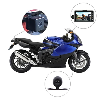 3-дюймовая мини-камера для мотоциклов с разрешением Full HD 1080P, видеорегистратор-регистратор со специализированной двухдорожечной передней камерой заднего вида для мотоциклов