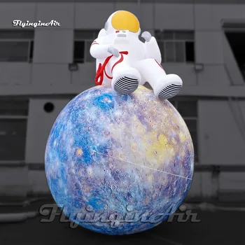 Удивительный гигантский надувной астронавт, сидящий на воздушном шаре Планеты, Надувной Космонавт С шариком Ртути Для украшения вечеринки в клубе