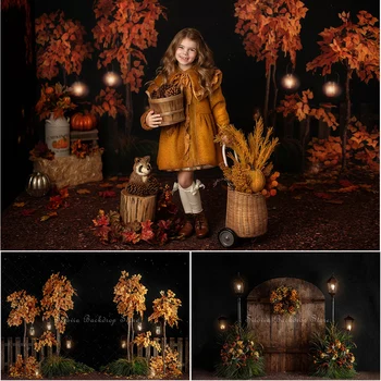 Осенний фон для фотосъемки в лесу, Осенний сбор урожая, Реквизит для фотостудии, Торт на День Благодарения, Фон для фотосъемки, ткань