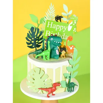 Топпер для торта в стиле динозавра для украшения вечеринки по случаю дня рождения, подарок с украшениями в виде динозавра