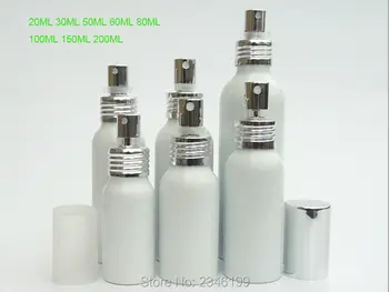 20 мл50 шт./лот, белый Портативный Косметический контейнер для путешествий, высококачественная алюминиевая бутылка-распылитель с алюминиевой/пластиковой крышкой, инструмент для макияжа