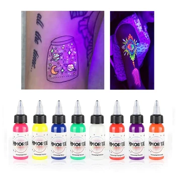 бутылка 15 мл, Профессиональные флуоресцентные чернила для татуировки, Фиолетовый Свет, Микропигментационный пигмент, УФ-чернила, Татуировочный пигмент для росписи тела