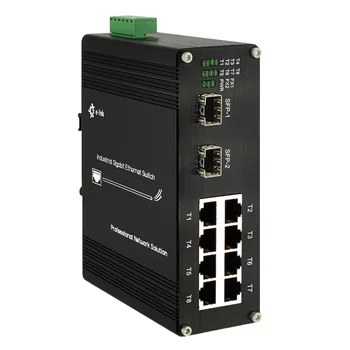 Промышленный 8-портовый коммутатор 10/100t 802.3at PoE + 2-портовый коммутатор 100BASE-FX Ethernet
