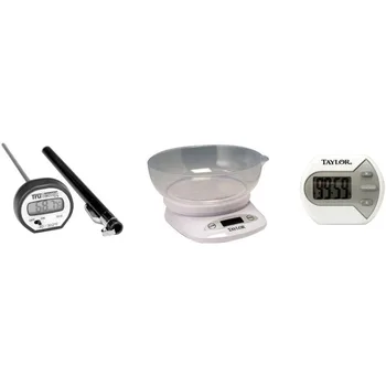 Цифровые кухонные весы и чаша весом 4,4 фунта; Термометр для мяса с мгновенным считыванием показаний и таймер