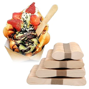 Одноразовая Деревянная ложка для Десертного мороженого, Деревянная ложка для мороженого с длинной ручкой, Торт, Салат-бар, Ложка для холодных напитков