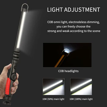 Новая лампа для ремонта автомобиля COB светодиодный фонарик, магнитный рабочий светильник, USB Перезаряжаемый фонарь, крючок, Портативный фонарь, инспекционный светильник, Кемпинг