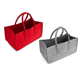 2 Предмета, войлочный кошелек, Войлочная сумка для хранения, Повседневная сумка для покупок большой емкости - красный и серый