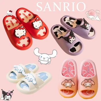 Kawaii Sanrio Hello Kitty Kuromi Домашняя обувь Cinnamoroll My Melody Для девочек с рисунком Аниме Нескользящие пляжные сандалии из материала EVA